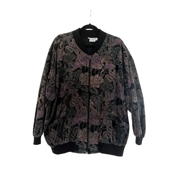 Vintage Rafi Zip Up Floral Bomber Jacket Size 40 With Pockets - Picture 4 of 12